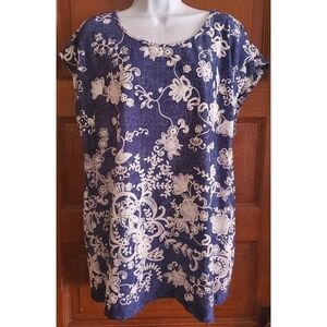 Tacera Faux Denim Embroidered Shirt